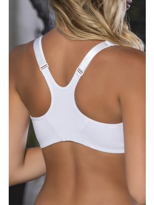 Pileli Store Beyaz Önden Fermuarlı Pamuklu Sütyen,günlük ve Medikal Kullanım Için, Kadın Iç Giyim