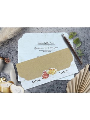 ABC Ofis Düğün Davetiyesi Cem Davetiye Elegance 7022 Baskı Dahil