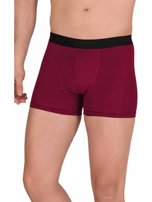Pileli Store Pamuk Modal Likralı Esnek Erkek Boxer Bordo 4476B