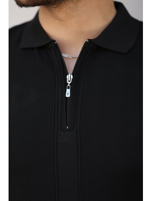 Barış Beauty Erkek Yakası Fermuarlı Kısa Kollu T-Shirt