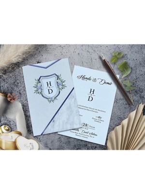 ABC Ofis Düğün Davetiyesi Cem Davetiye Elegance 7086 Baskı Dahil