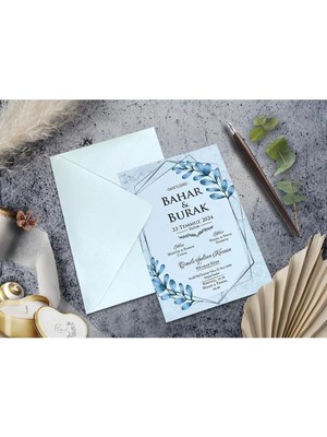 ABC Ofis Düğün Davetiyesi Cem Davetiye Elegance 7060 Baskı Dahil