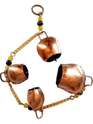 Pileli Store Bronz Renk Boncuklu Rüzgar Çanı