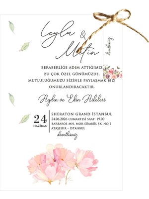 ABC Ofis Düğün Davetiyesi Sade Ipli Eko Model