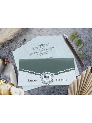 ABC Ofis Düğün Davetiyesi Cem Davetiye Elegance 7023 Baskı Dahil