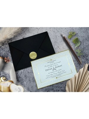 ABC Ofis Düğün Davetiyesi Cem Davetiye Elegance 7079 Baskı Dahil