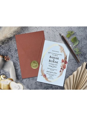 ABC Ofis Düğün Davetiyesi Cem Davetiye Elegance 7046 Baskı Dahil