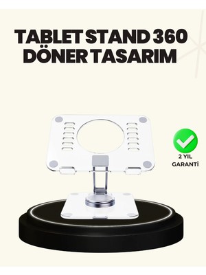 Poyraz Market Ayarlanabilir Şeffaf Tablet Standı Kaymaz Silikon Tabanlı