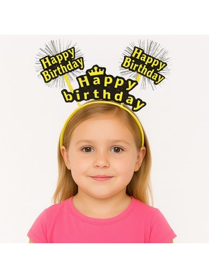 Pileli Store Doğum Günü Kutlaması Için Sarı Taç – Işıltılı Yazılı Parti Tacı