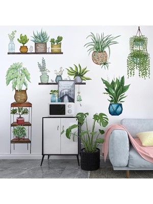 Pileli Store Tropikal Bitkiler Duvar Stickerı Model D