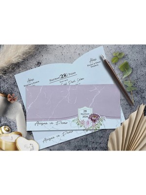 ABC Ofis Düğün Davetiyesi Cem Davetiye Elegance 7090 Baskı Dahil