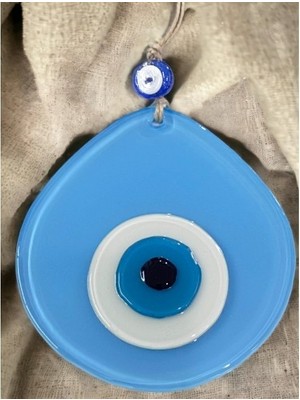 Pileli Store Mavi Nazar Boncuklu Açık Mavi Renk Nazar Boncuklu Damla Desen El Yapımı Duvar Süsü