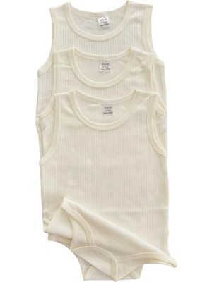 Miyakidsworld Unisex Çocuk Beyaz 3 Adet (3-12 Yaş)  Çıtçıtlı Body Büyük Boy