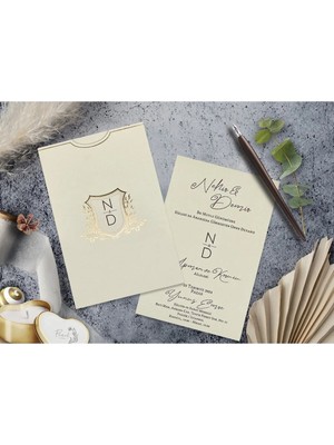 ABC Ofis Düğün Davetiyesi Cem Davetiye Elegance 7017 Baskı Dahil