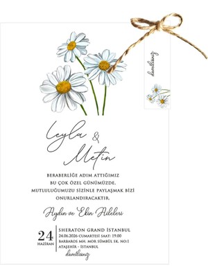 ABC Ofis Düğün Davetiyesi Sade Ipli Eko Model