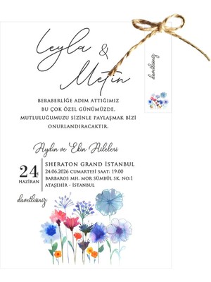 ABC Ofis Düğün Davetiyesi Sade Ipli Eko Model