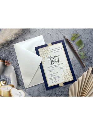 ABC Ofis Düğün Davetiyesi Cem Davetiye Elegance 7011 Baskı Dahil