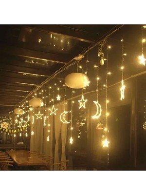 Pileli Store Ay Yıldız Perde LED Gün Işığı