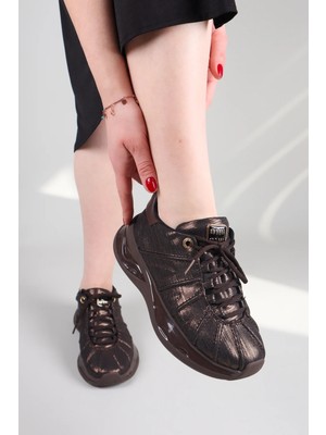 Birikon Nano Dikiş Detaylı Spor Ayakkabı Kahverengi