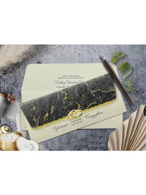 ABC Ofis Düğün Davetiyesi Cem Davetiye Elegance 7088 Baskı Dahil