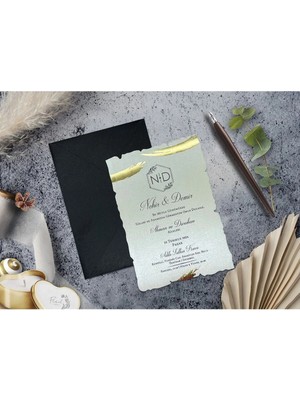 ABC Ofis Düğün Davetiyesi Cem Davetiye Elegance 7074 Baskı Dahil