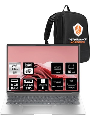 Hp Elitebook 6 G1I Intel Core Ultra 5 225U 8gb 512GB SSD 16" Fhd+ W11H Taşınabilir Bilgisayar & Per4 Çanta CV0G5ETPN352