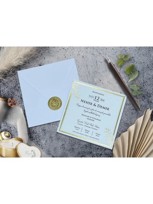 ABC Ofis Düğün Davetiyesi Cem Davetiye Elegance 7069 Baskı Dahil