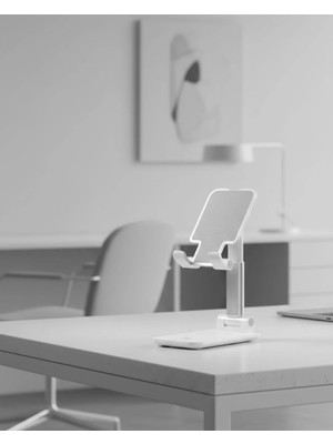 Poyraz Market Minimal Tasarımlı Masaüstü Telefon Standı Beyaz