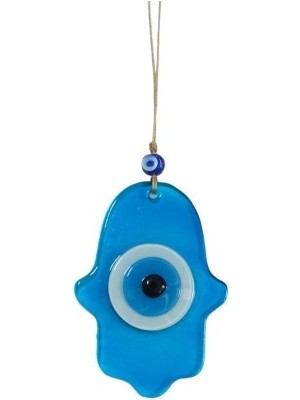 Pileli Store Nazar Boncuklu Mavisi Renk Fatma Ana Bereket Eli Cam Duvar Süsü