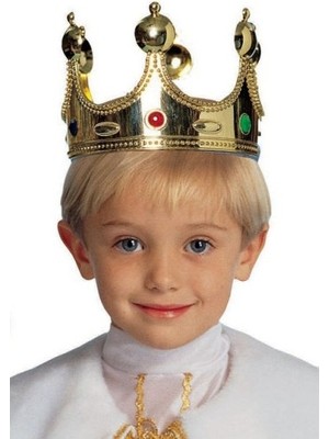 Pileli Store Plastik Kral Tacı Altın Renk Çocuk Boy