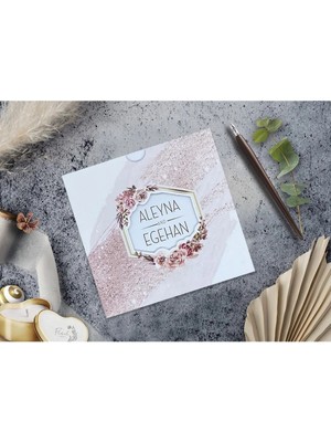 ABC Ofis Düğün Davetiyesi Cem Davetiye Elegance 7065 Baskı Dahil