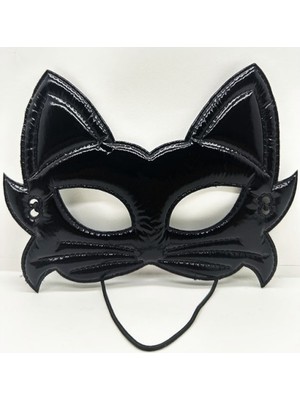 Pileli Store Siyah Renk Kumaş Malzemeden Imal Eva Kedi Maskesi 19X15 cm