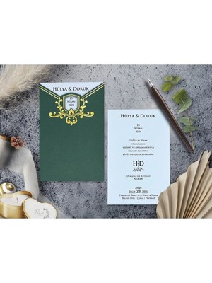 ABC Ofis Düğün Davetiyesi Cem Davetiye Elegance 7089 Baskı Dahil