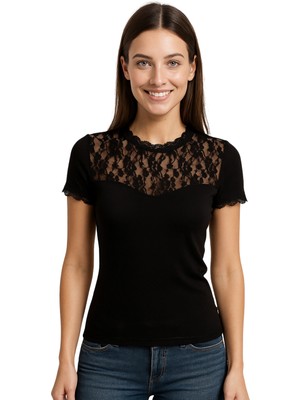 Pileli Store Bayan Kısa Kol Dantelli Elastane 8015