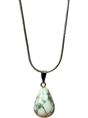 Pileli Store Havlit Doğal Taşı Zincirli El Yapımı Kolye Uç: 2 cm Zincir: 20 cm Kutulu