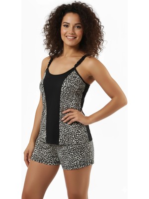 Pileli Store Şahinler Bayan Leopar Şortlu Takımı B159