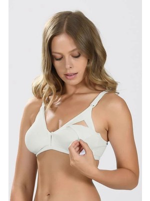 Pileli Store  Ekru Dikişsiz Emzirme Sütyeni