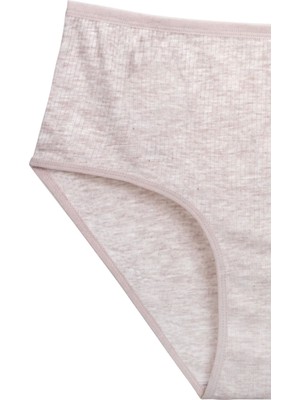 Pileli Store 4'lü Yeni Seri Renkli Yüksek Bel Fitilli Ribana Bato Külot Kahve