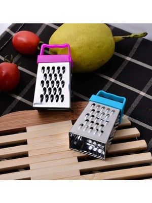 Meli Collection MELINEE 1 ADET Mıknatıslı Mini Sarımsak Rendesi - 4 Kenarlı Metal Paslanmaz Rende - Plastik Saplı 2.7x3.5x6 cm