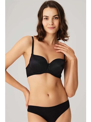 Pileli Store  Balenli Desteksiz Dolgusuz Askıları Çıkabilen Günlük Klasik T-Shirt Sütyeni