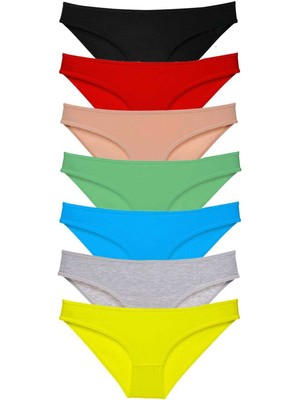 Pileli Store 7 Adet Süper Eko Set Likralı Kadın Slip Külot Çok Renkli