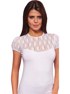 Pileli Store 8017 Bayan Bisiklet Yaka Kısa Kol Elastane