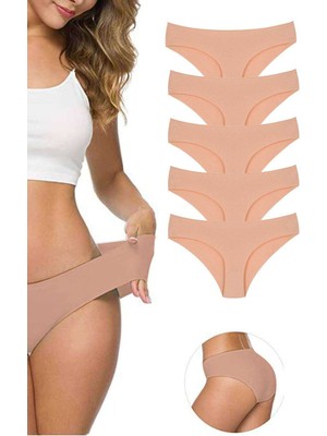 Pileli Store 5 Adet Kadın Dikişsiz Lazer Kesim Esnek Iz Yapmayan Külot Ten
