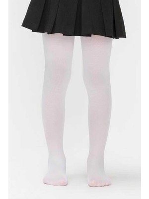 Pileli Store Kız Çocuk Pamuklu Külotlu Çorap Beyaz