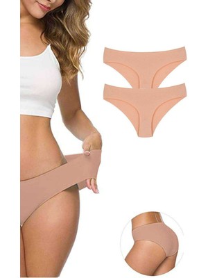 Pileli Store 2 Adet Kadın Dikişsiz Lazer Kesim Esnek Iz Yapmayan Külot Ten