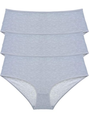 Pileli Store 3 Adet Kadın Yüksek Bel Bato Külot Gri