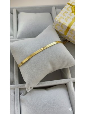 C&On Design ✨ 1905 Ruhunu Taşıyan Italyan Çelik Bileklik - Paslanmaz Yassı Zincir---Gold Zincir