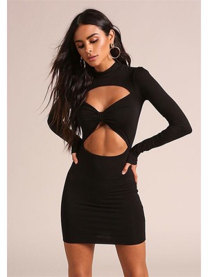 Pileli Store Uzun Kollu Mini Elbise