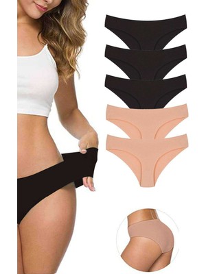 Pileli Store 5 Adet Kadın Dikişsiz Lazer Kesim Esnek Iz Yapmayan Külot S2