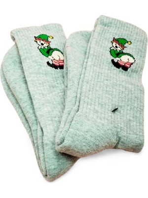 Pileli Store Neşeli Kolaj Çorap Popo Baskılı Esprili Kolej Çorap 2 Çift